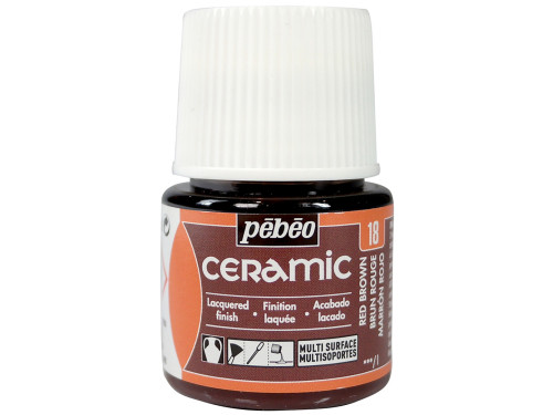 Farba do ceramiki i szkła Ceramic - Pébéo - Red Brown, 45 ml