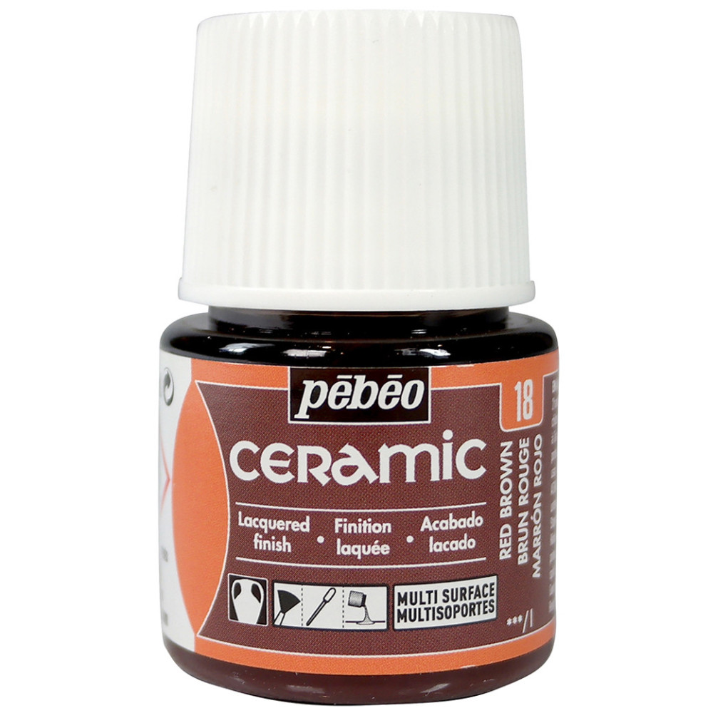 Paint for glass and ceramic - Pébéo - Red Brown, 45 ml
