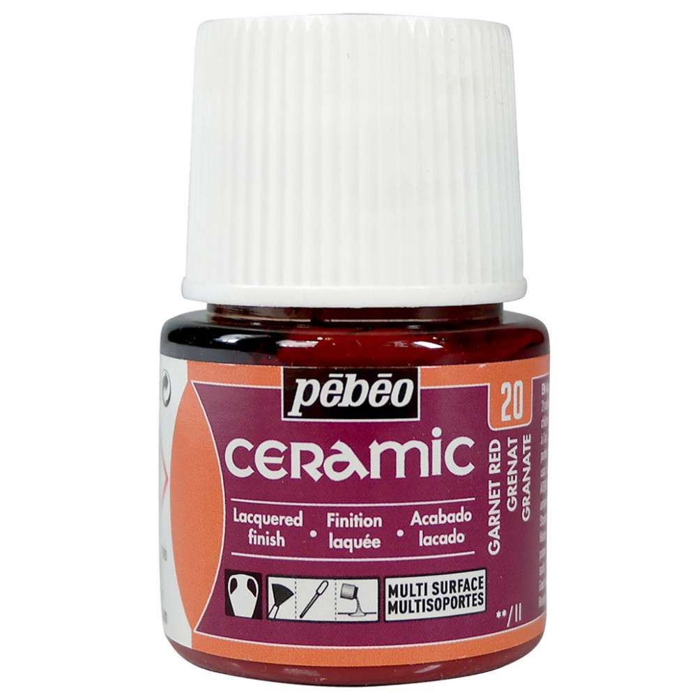 Paint for glass and ceramic - Pébéo - Garnet Red, 45 ml