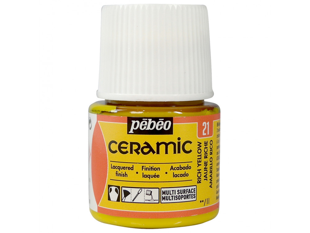 Farba do ceramiki i szkła Ceramic - Pébéo - Rich Yellow, 45 ml