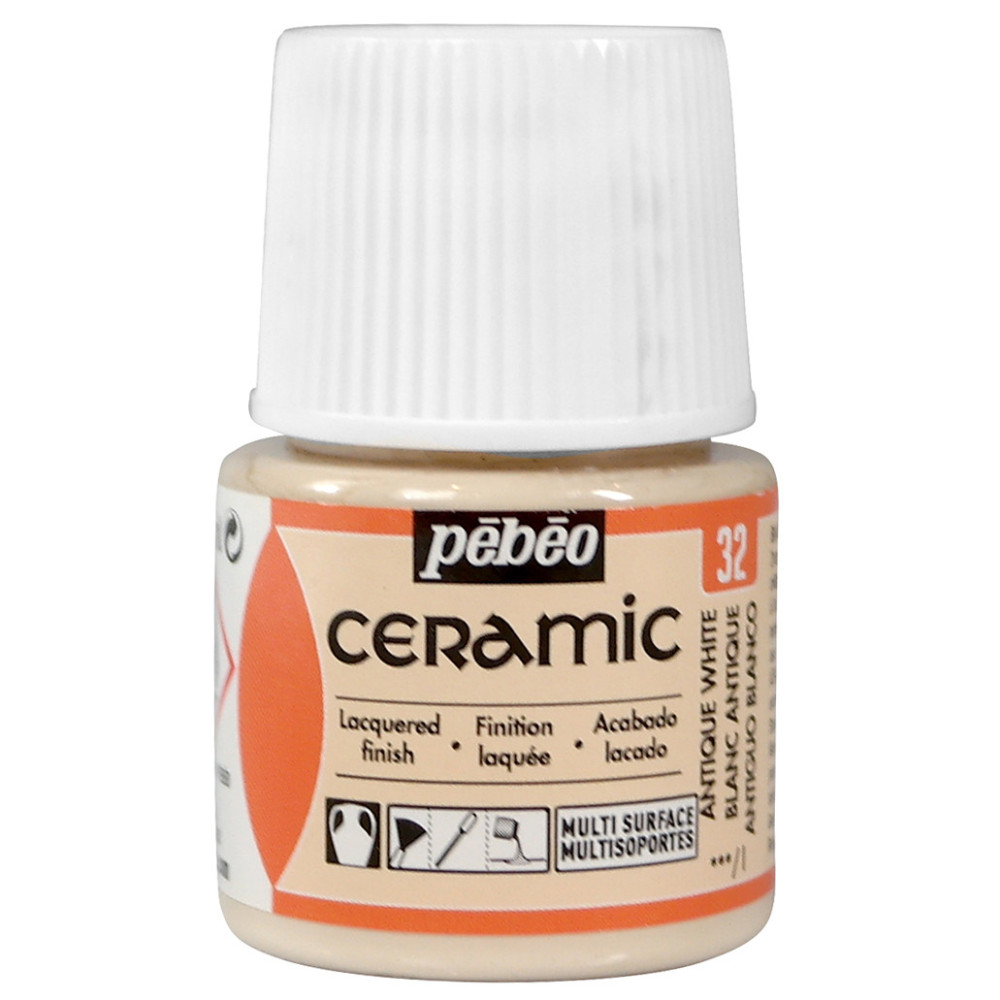 Paint for glass and ceramic - Pébéo - Antique White, 45 ml