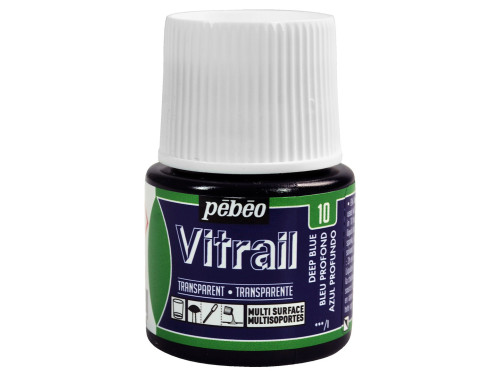 Farba do szkła Vitrail - Pébéo - Deep Blue, 45 ml