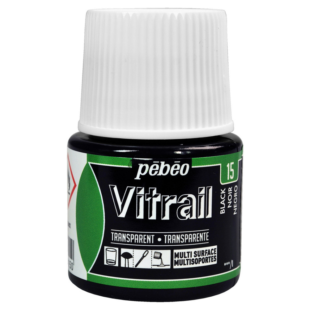 Farba do szkła Vitrail - Pébéo - Black, 45 ml