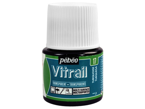 Farba do szkła Vitrail - Pébéo - Turquoise, 45 ml
