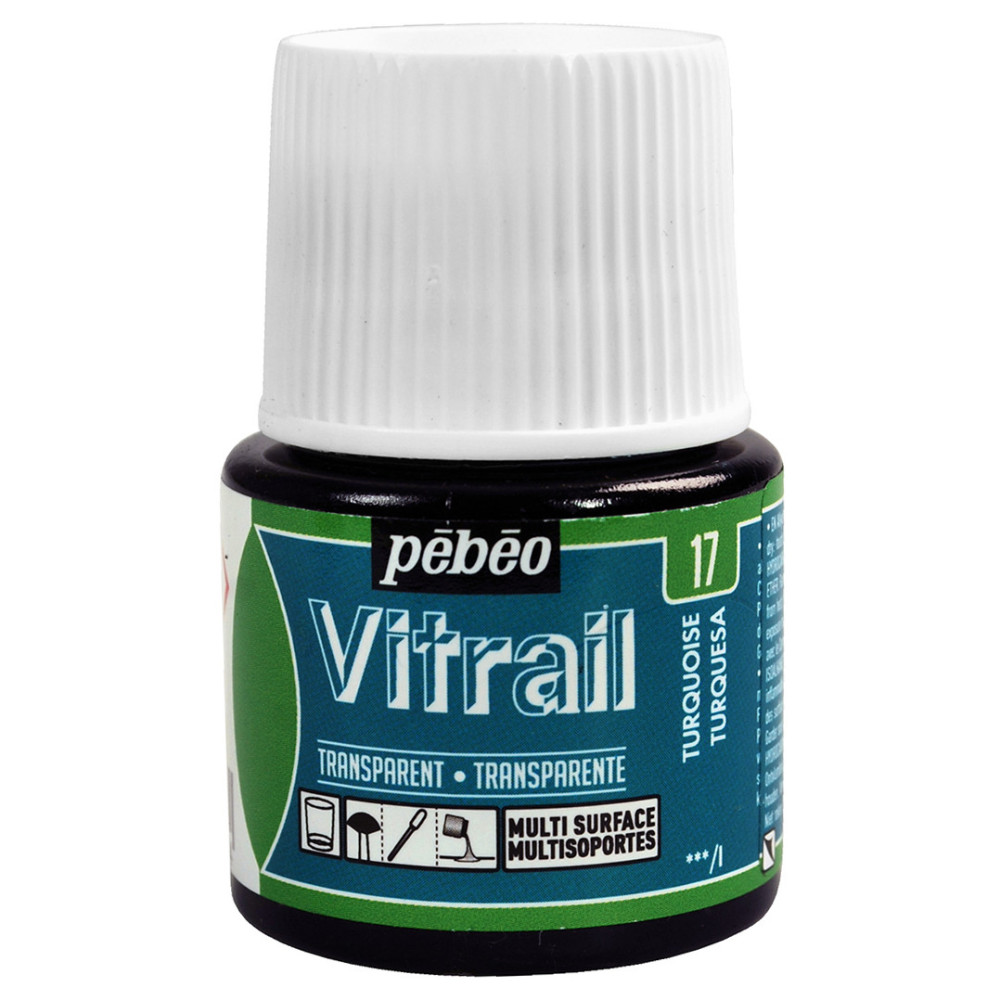 Farba do szkła Vitrail - Pébéo - Turquoise, 45 ml