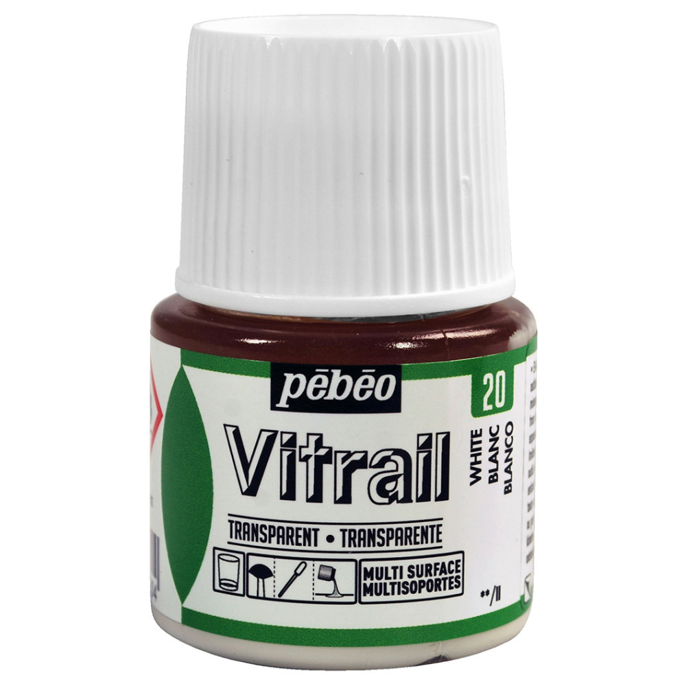 Farba do szkła Vitrail - Pébéo - White, 45 ml