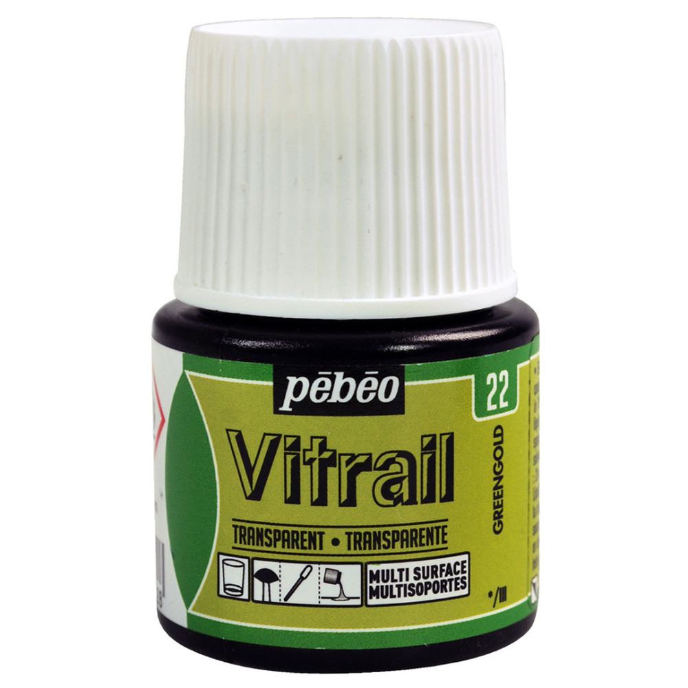 Farba do szkła Vitrail - Pébéo - Greengold, 45 ml