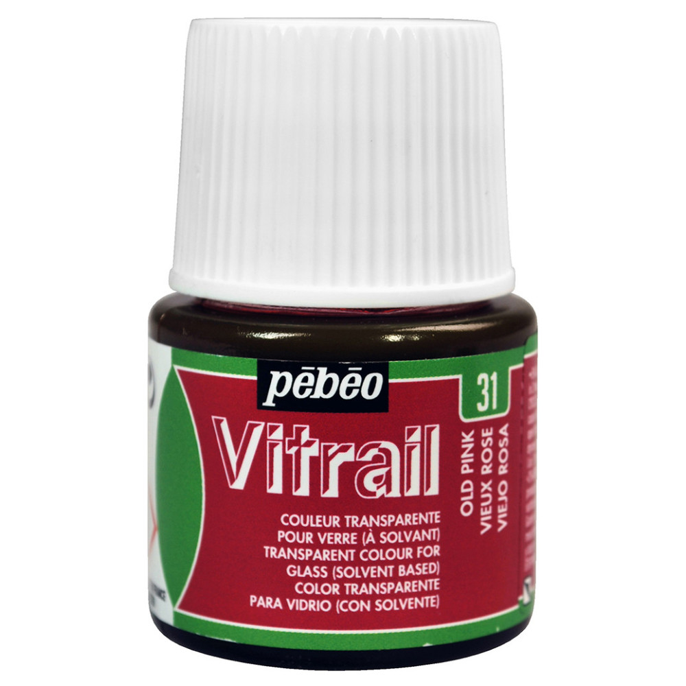 Farba do szkła Vitrail - Pébéo - Old Pink, 45 ml