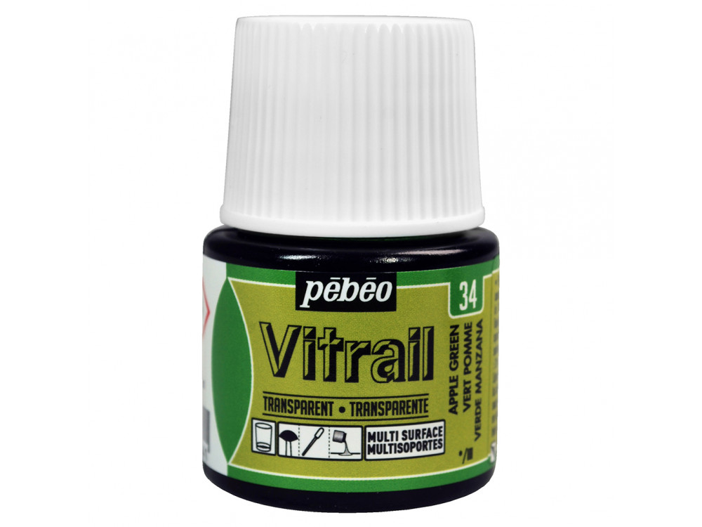 Farba do szkła Vitrail - Pébéo - Apple Green, 45 ml
