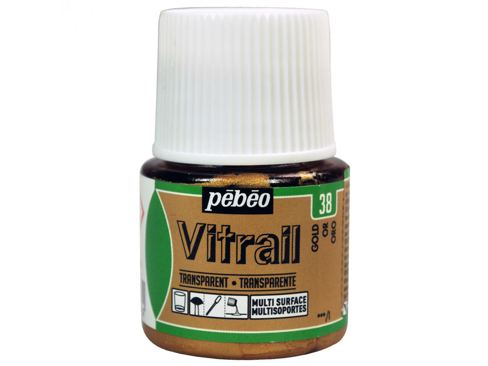 Farba do szkła Vitrail - Pébéo - Gold, 45 ml