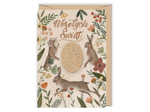 Greeting card - Cudowianki - Wesołe zające, 12 x 17 cm