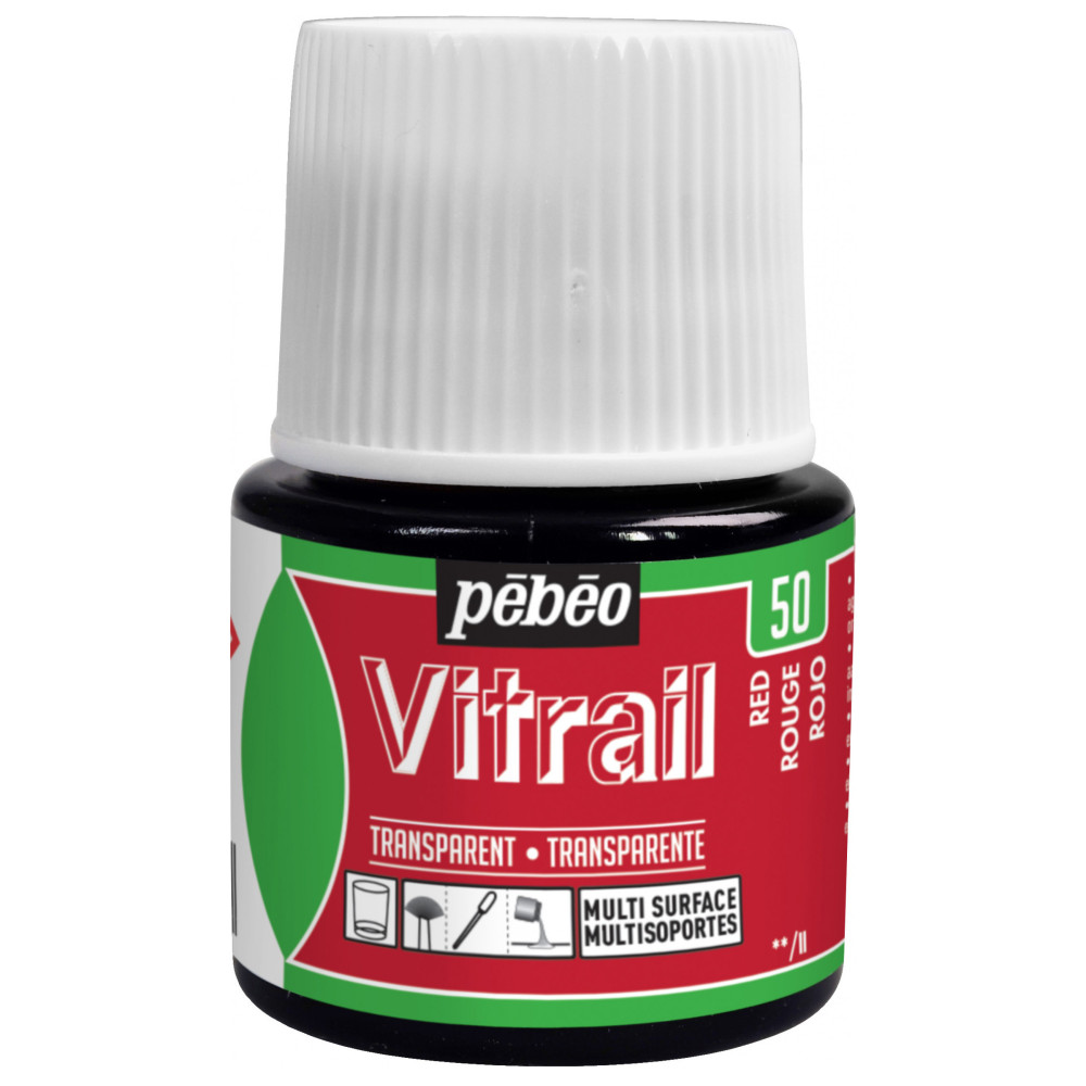 Paint for glass Vitrail - Pébéo - Red, 45 ml