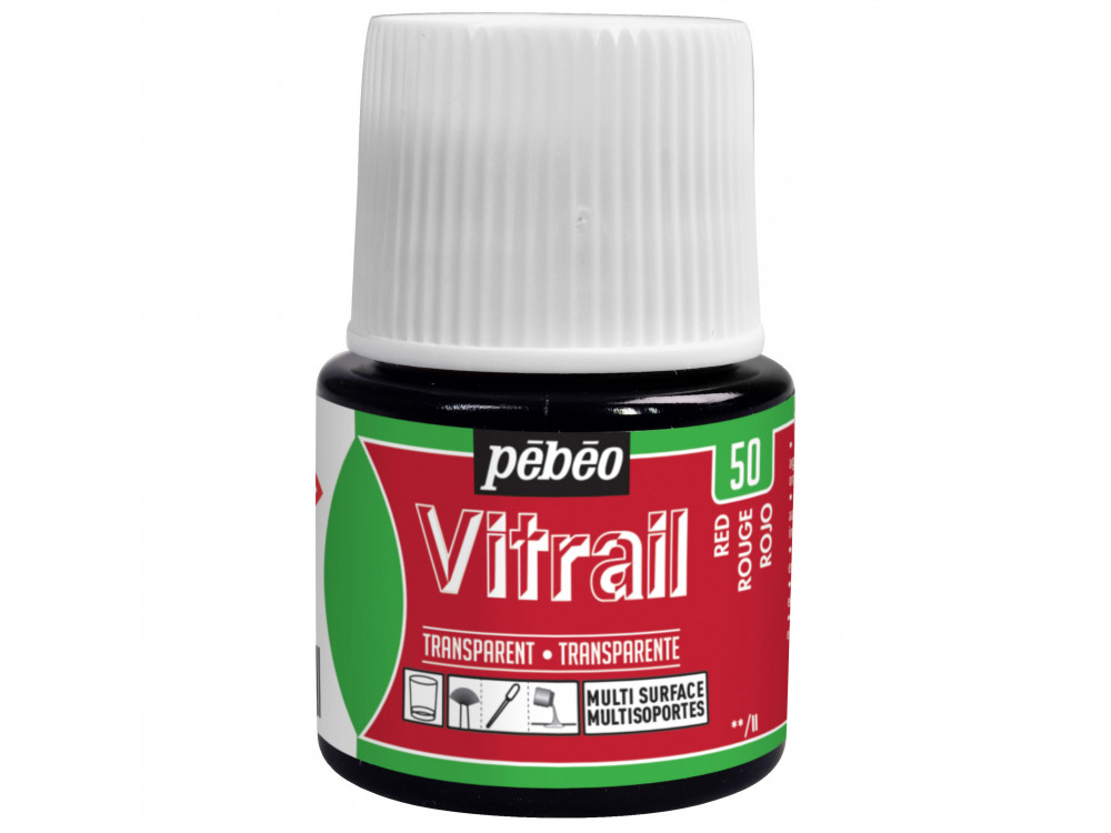 Farba do szkła Vitrail - Pébéo - Red, 45 ml