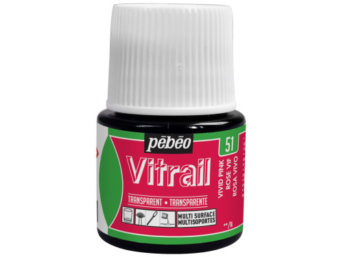 Farba do szkła Vitrail - Pébéo - Vivid Pink, 45 ml