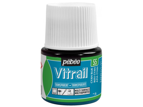Paint for glass Vitrail - Pébéo - Cyan Blue, 45 ml