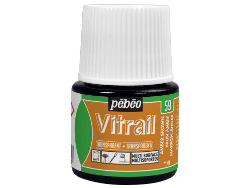 Farba do szkła Vitrail - Pébéo - Amber Brown, 45 ml