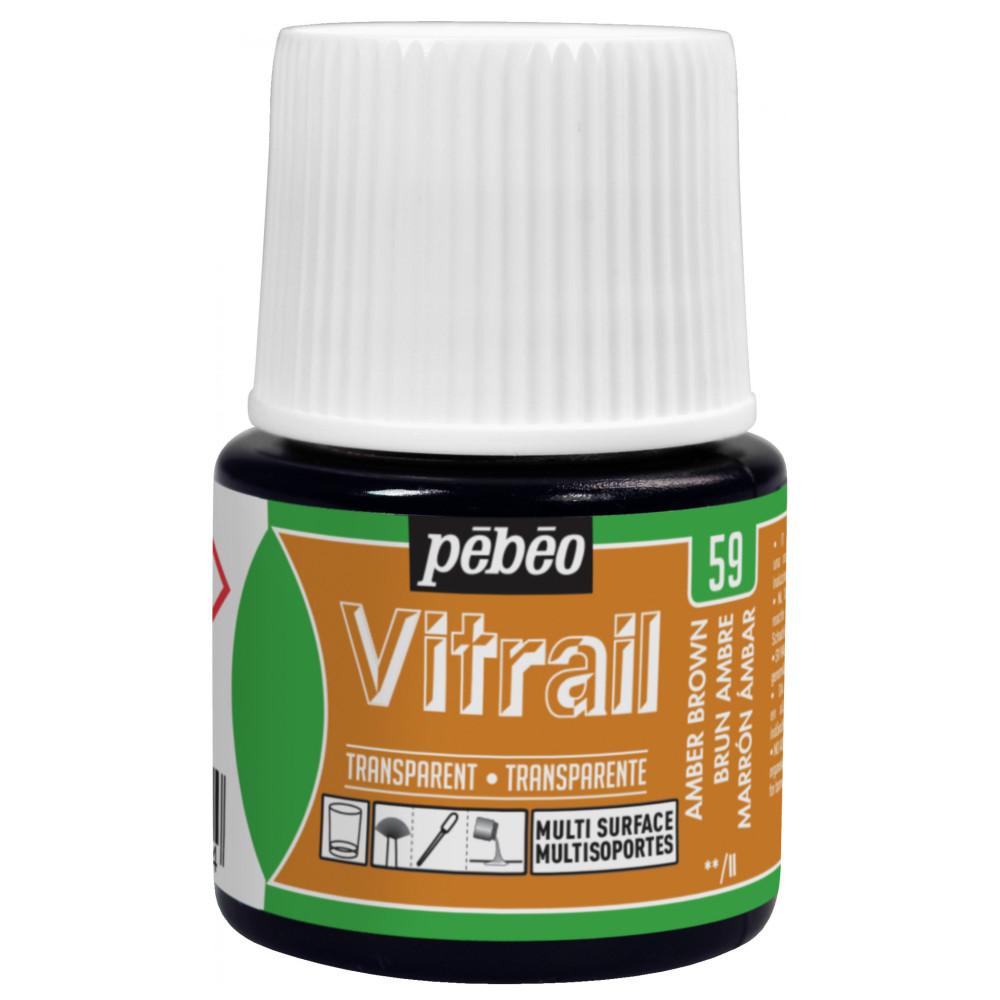 Paint for glass Vitrail - Pébéo - Amber Brown, 45 ml