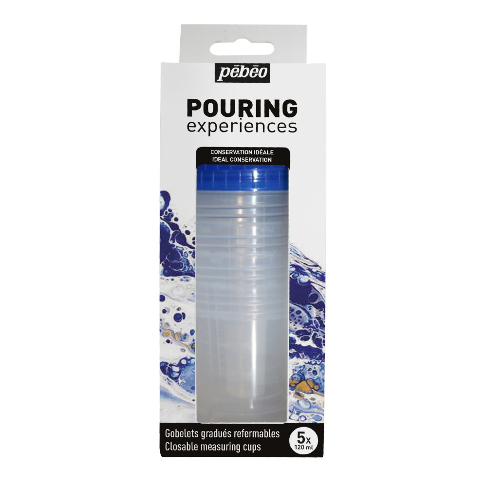 Set of closable measure cups Pouring Experiences - Pébéo - 120 ml, 5 pcs