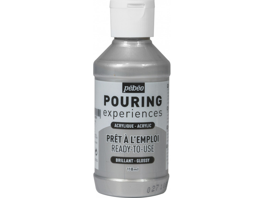 Farba akrylowa do pouringu Pouring Experiences - Pébéo - Silver, 118 ml