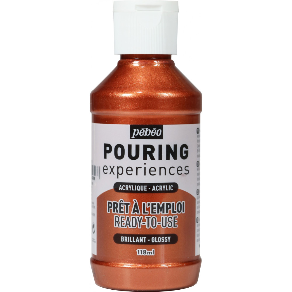 Farba akrylowa do pouringu Pouring Experiences - Pébéo - Copper Metallic, 118 ml