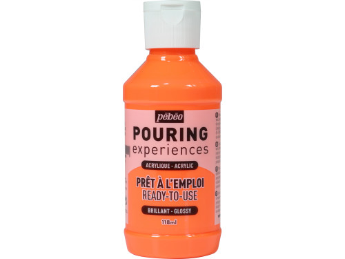 Farba akrylowa do pouringu Pouring Experiences - Pébéo - Fluorescent Orange, 118 ml