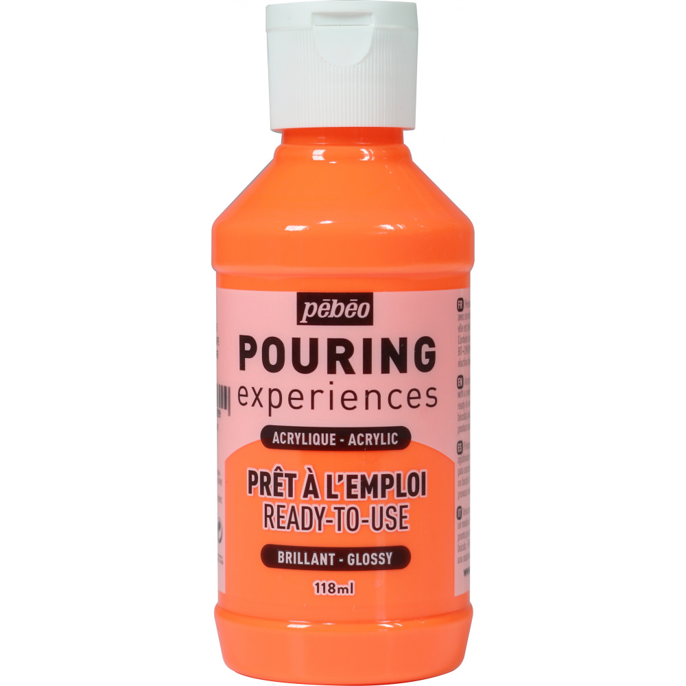 Acrylic paint Pouring Experiences - Pébéo - Fluorescent Orange, 118 ml