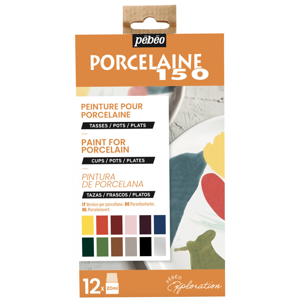 Zestaw farb Porcelaine 150 Exploration - Pébéo - 12 kolorów x 20 ml
