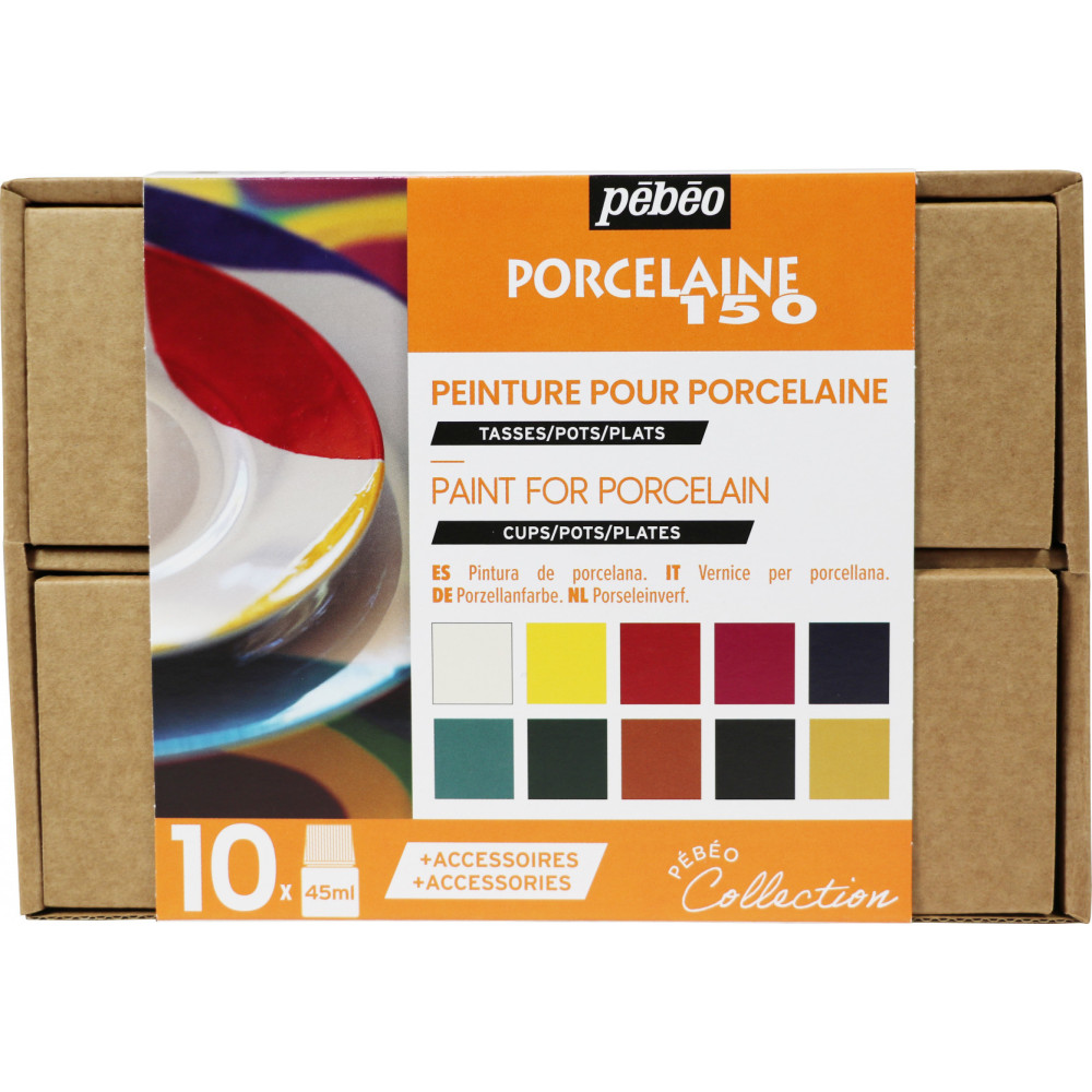 Set of Porcelaine 150 paints - Pébéo - 10 colors x 45 ml