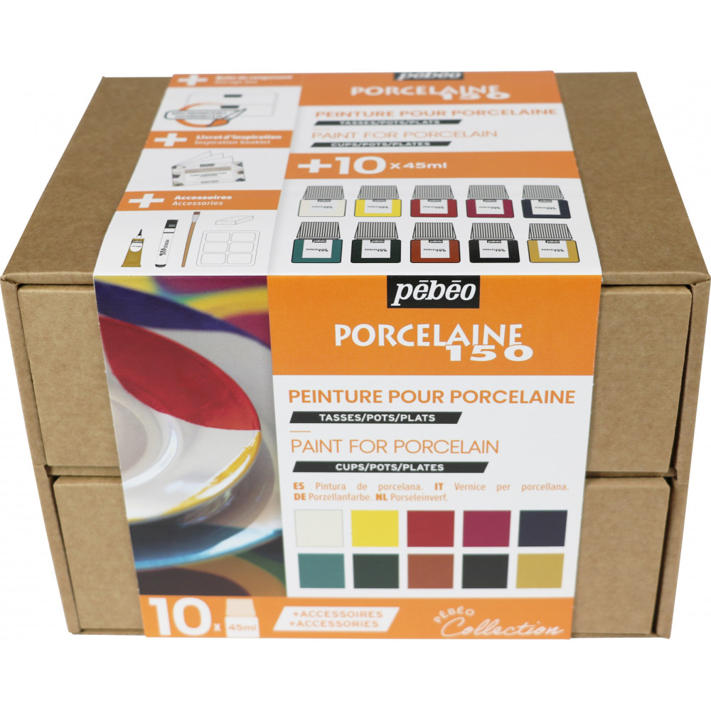 Zestaw farb Porcelaine 150 - Pébéo - 10 kolorów x 45 ml