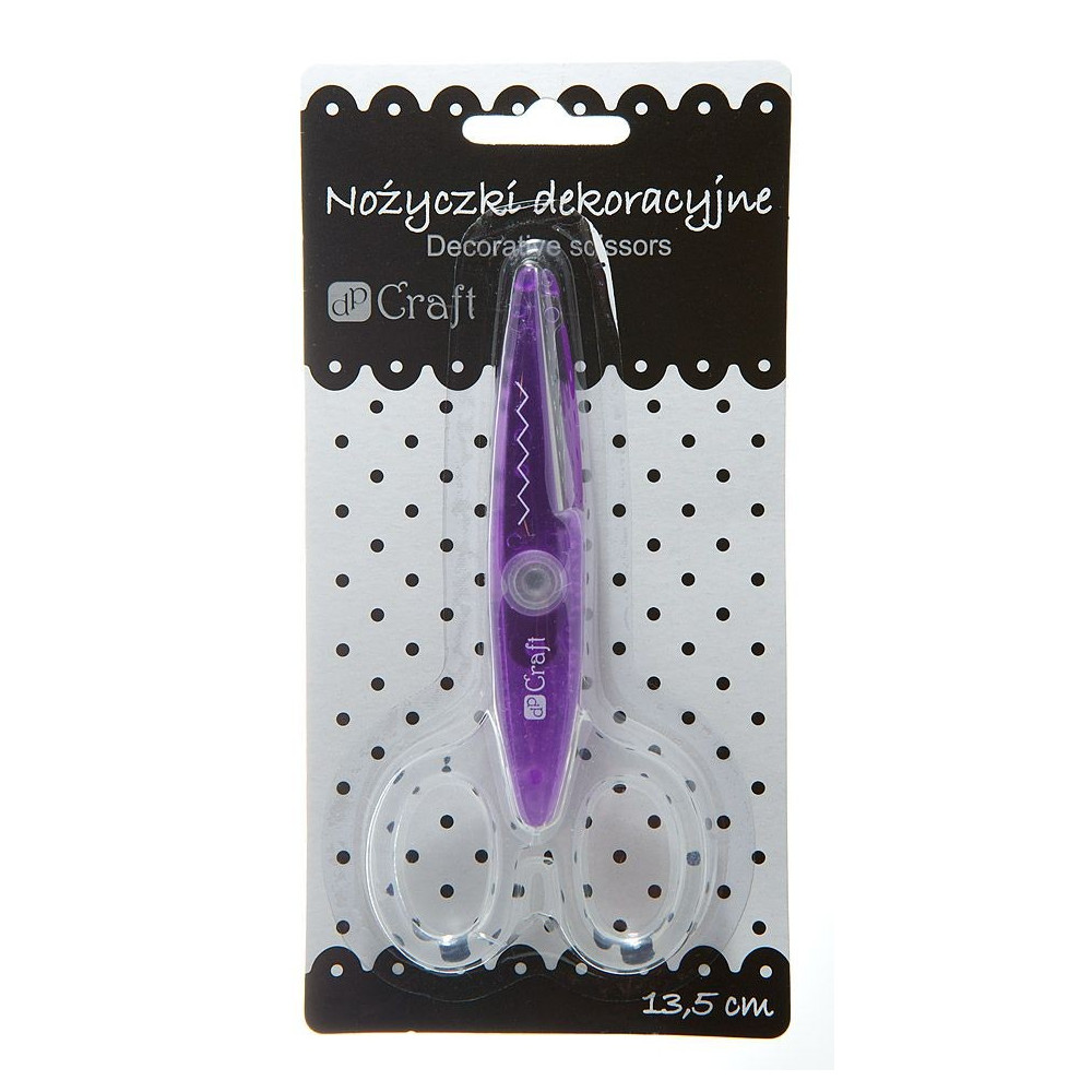 Nożyczki ozdobne, ostrze wycinające ozdobny wzór - DpCraft - fioletowe, 13,5 cm