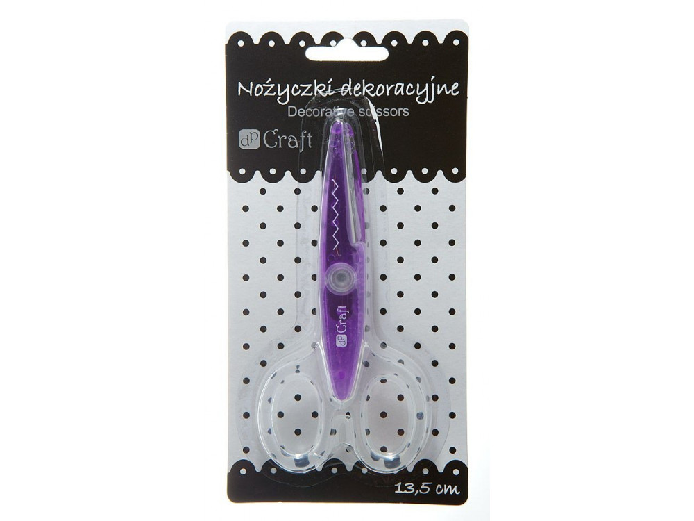 Nożyczki ozdobne, ostrze wycinające ozdobny wzór - DpCraft - fioletowe, 13,5 cm
