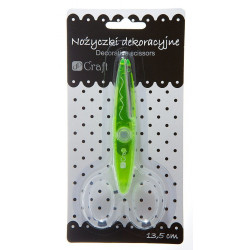 Nożyczki ozdobne, ostrze wycinające ozdobny wzór - DpCraft - zielone,13,5 cm
