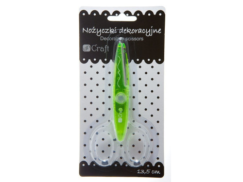 Nożyczki ozdobne, ostrze wycinające ozdobny wzór - DpCraft - zielone,13,5 cm