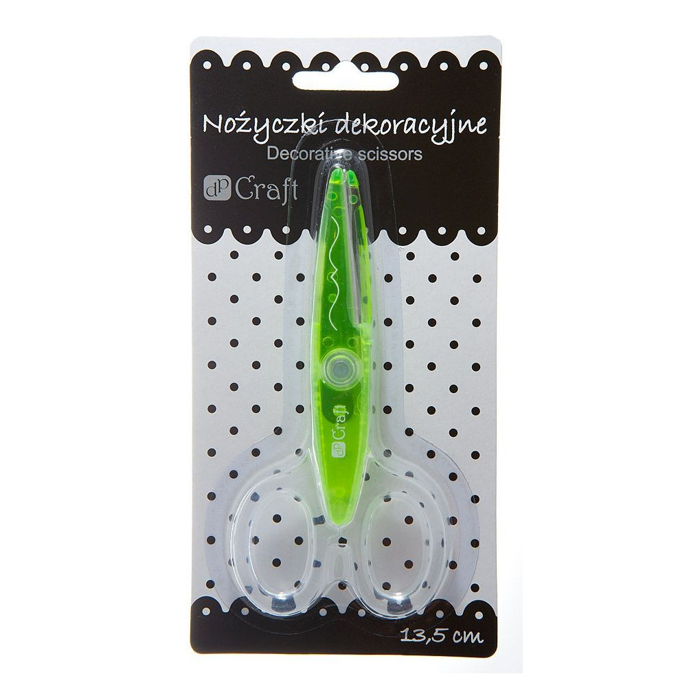 Nożyczki ozdobne, ostrze wycinające ozdobny wzór - DpCraft - zielone,13,5 cm