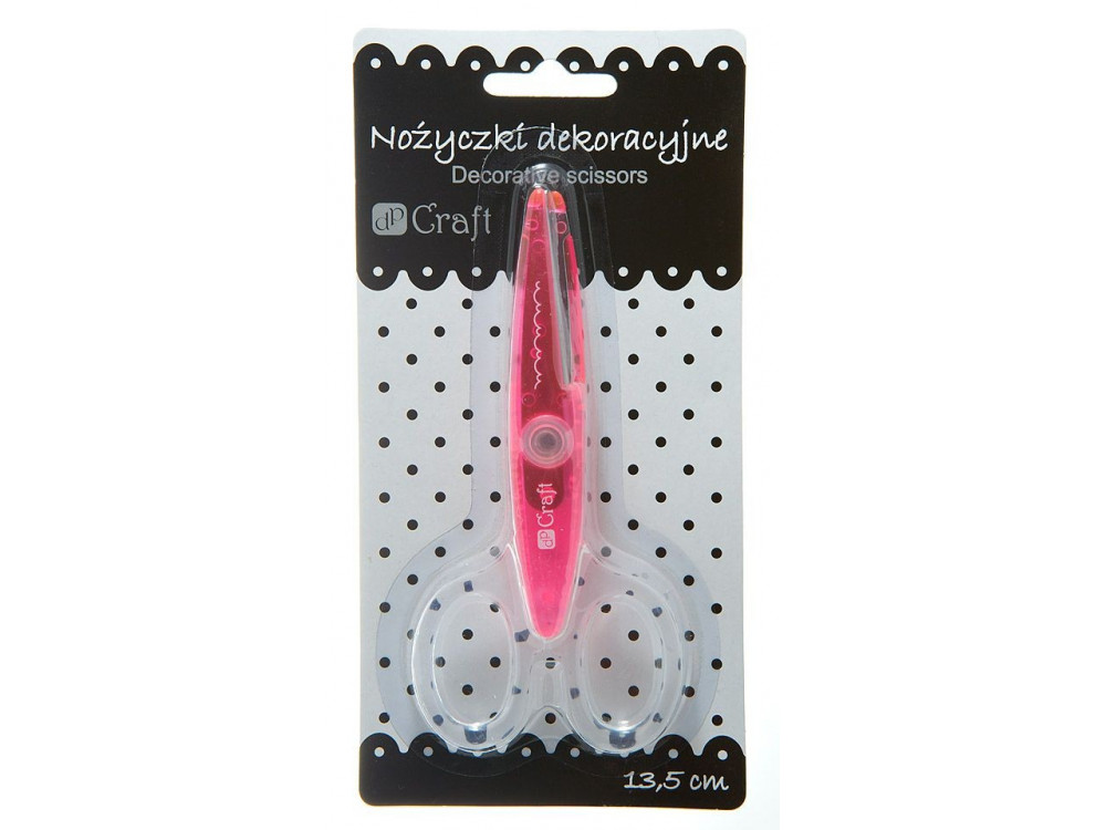 Nożyczki ozdobne, ostrze wycinające ozdobny wzór - DpCraft - różowe, 13,5 cm
