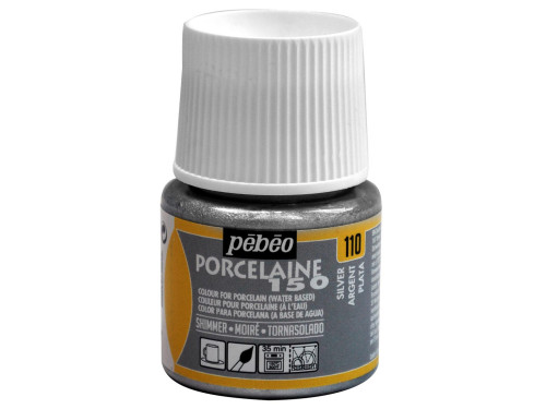 Paint for porcelain Porcelaine 150 - Pébéo - Shimmer Silver, 45 ml