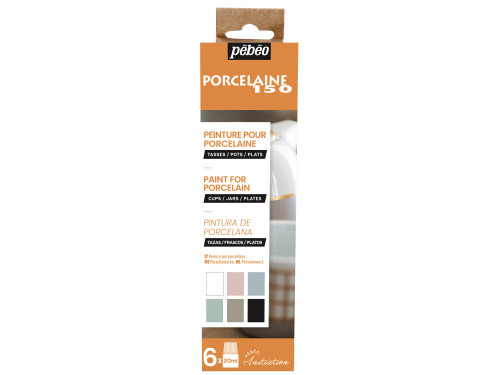Set of Porcelaine 150 Chalk paints - Pébéo - 6 colors x 20 ml