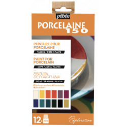 Set of Porcelaine 150 Brillant paints - Pébéo - 12 colors x 20 ml