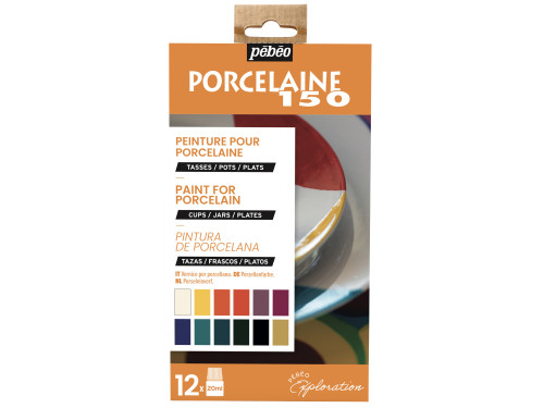 Set of Porcelaine 150 Brillant paints - Pébéo - 12 colors x 20 ml