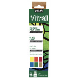 Zestaw farb do szkła Vitrail - Pébéo - 6 kolorów x 20 ml