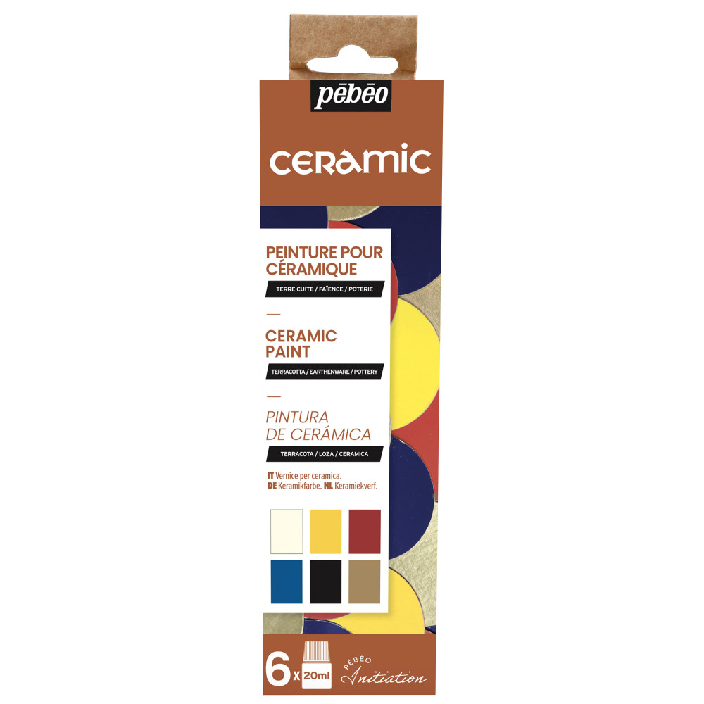 Zestaw farb do ceramiki i szkła Ceramic - Pébéo - 6 kolorów x 20 ml