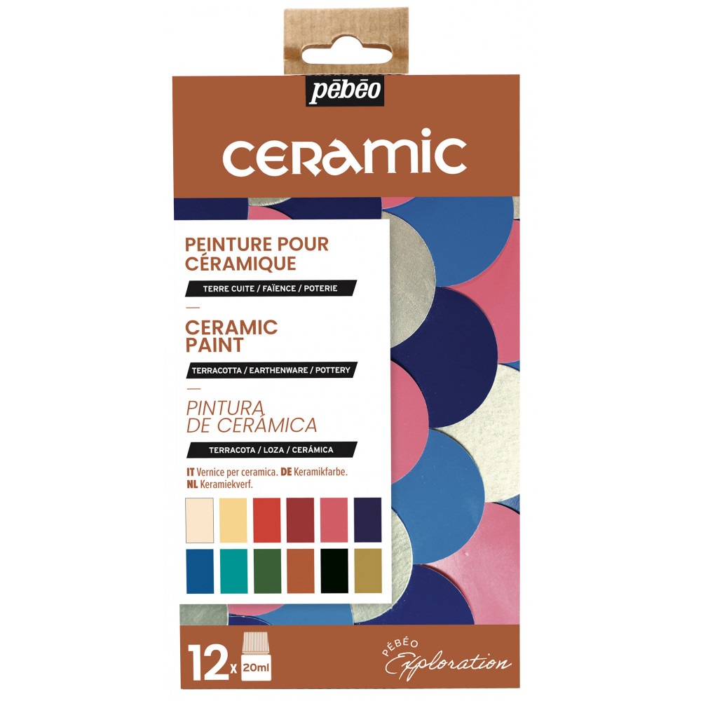 Zestaw farb do ceramiki i szkła Ceramic - Pébéo - 12 kolorów x 20 ml