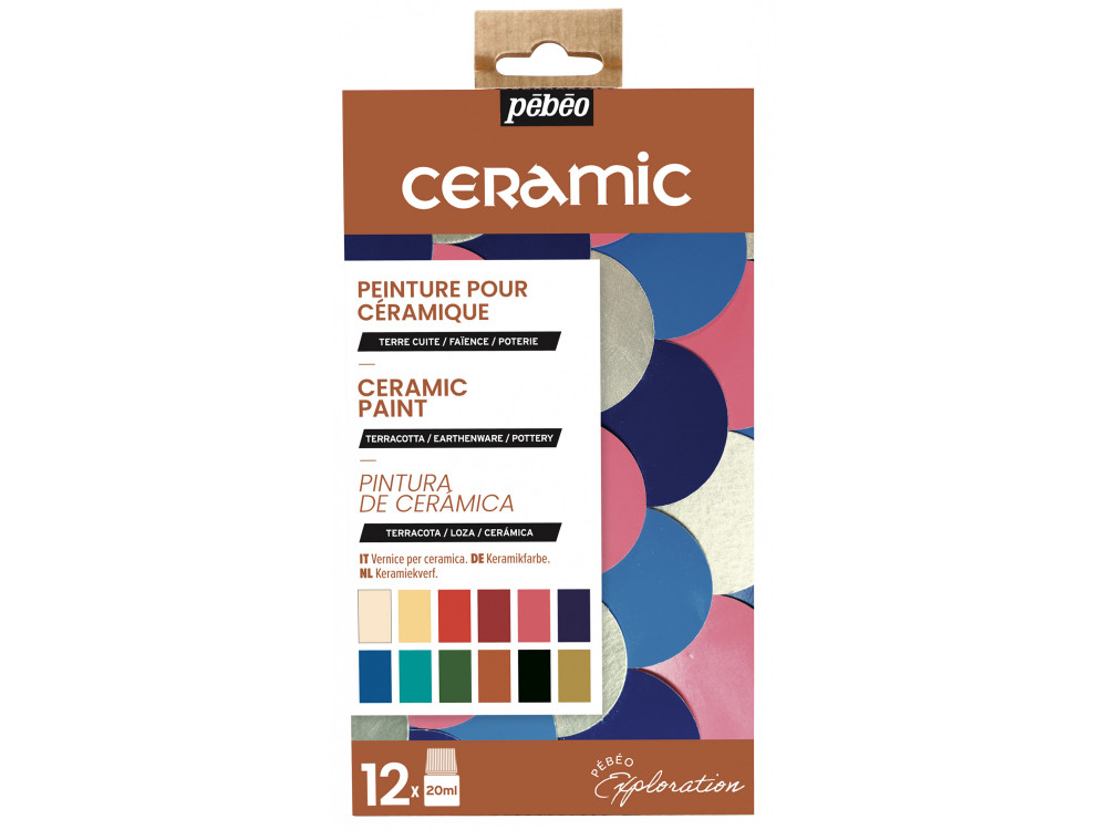 Zestaw farb do ceramiki i szkła Ceramic - Pébéo - 12 kolorów x 20 ml
