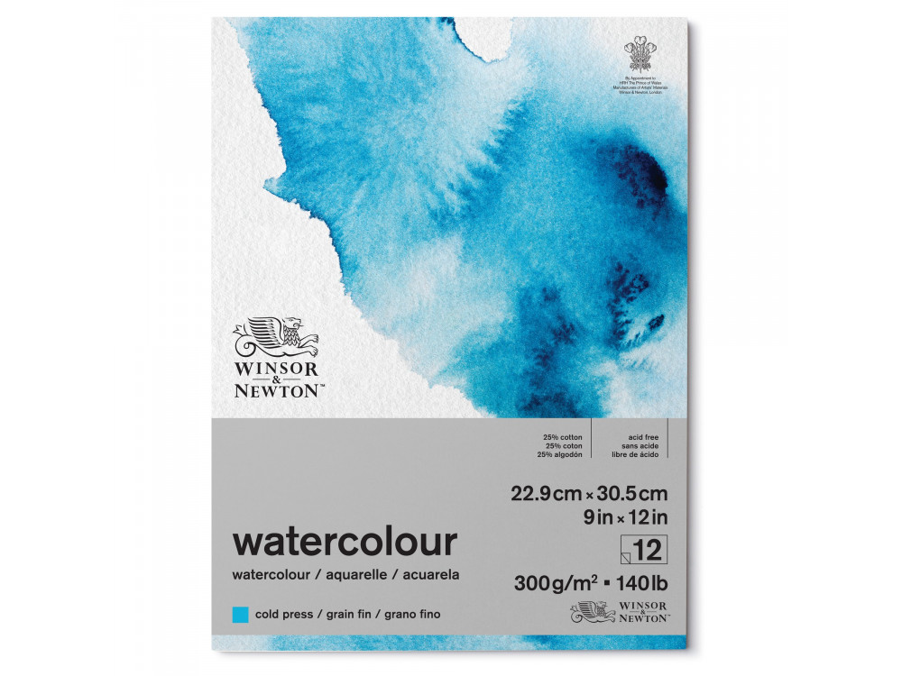 Watercolor paper pad - Winsor & Newton - cold press, 23 x 31 cm, 300g, 12 sheets