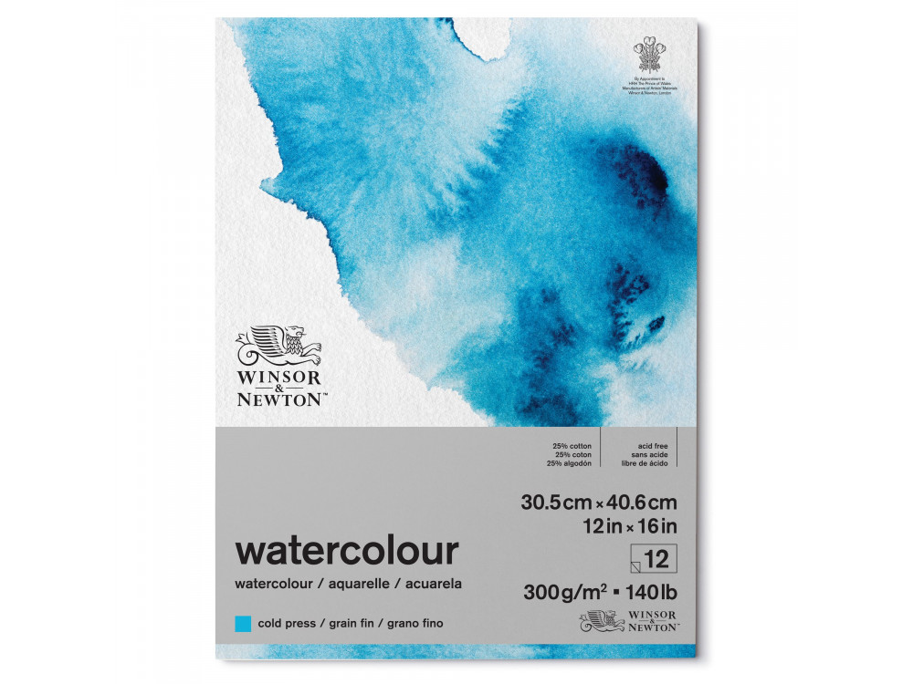 Watercolor paper pad - Winsor & Newton - cold press, 31 x 41 cm, 300g, 12 sheets