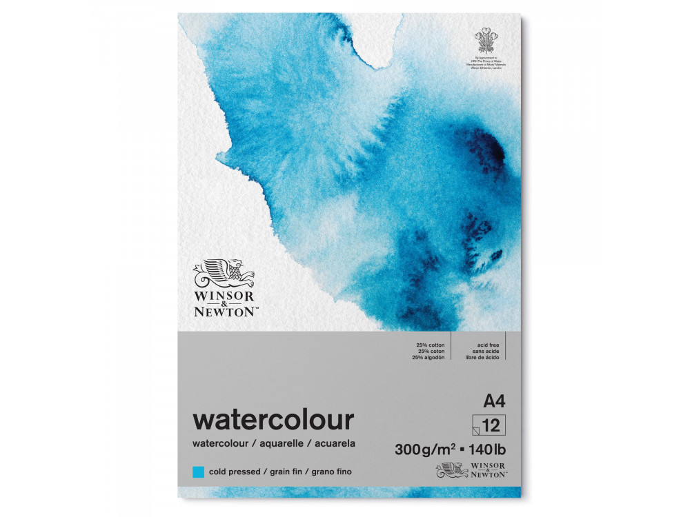 Watercolor paper pad - Winsor & Newton - cold press, A4, 300g, 12 sheets