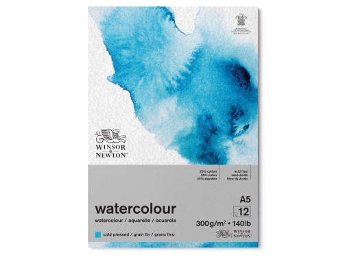 Blok do akwareli - Winsor & Newton - cold press, A5, 300g, 12 ark.