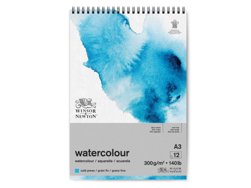 Spiral Watercolor paper pad - Winsor & Newton - cold press, A3, 300g, 12 sheets