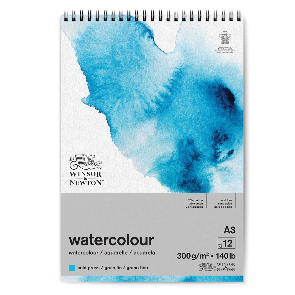 Spiral Watercolor paper pad - Winsor & Newton - cold press, A3, 300g, 12 sheets
