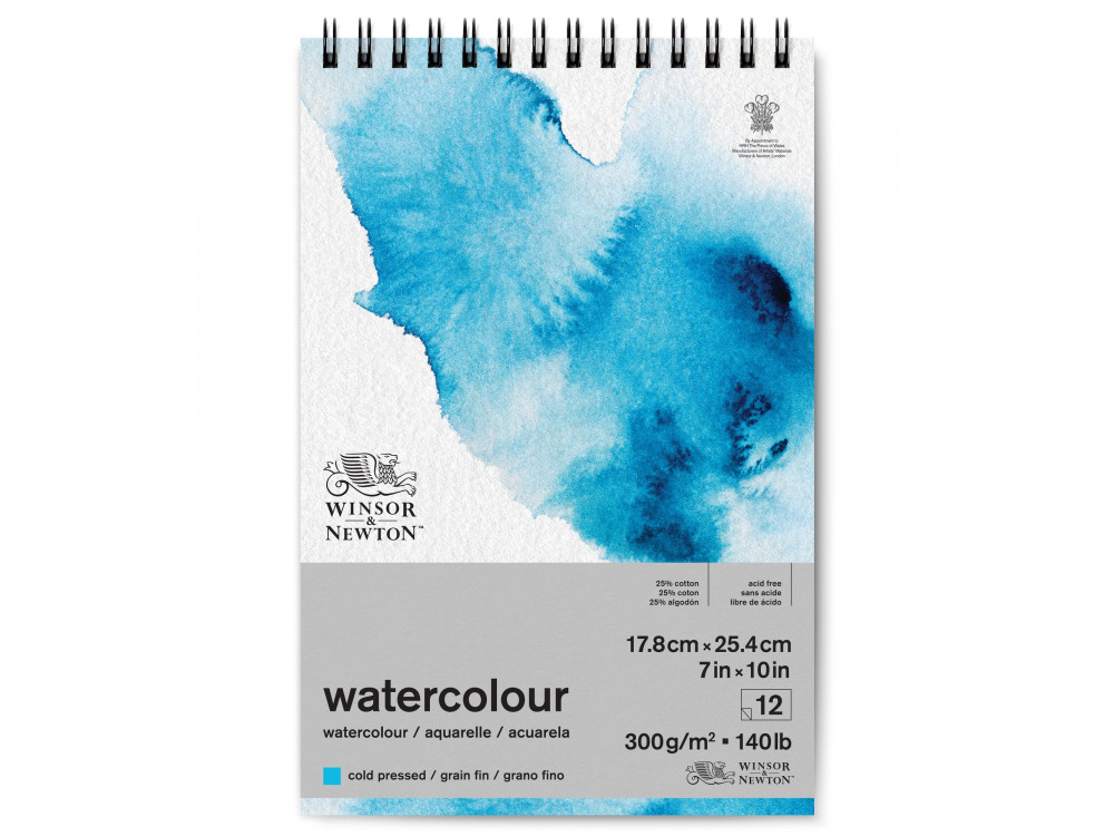 Watercolor spiral pad - Winsor & Newton - cold press, 18 x 25 cm, 300g, 12 sheets